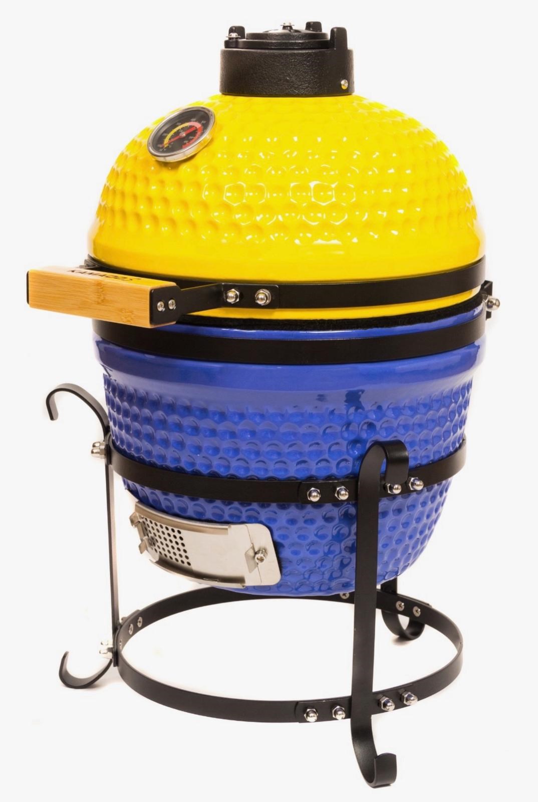 Kamados 13inç 32cm Sarı-Lacivert Seramik Barbekü Mangal Fırın