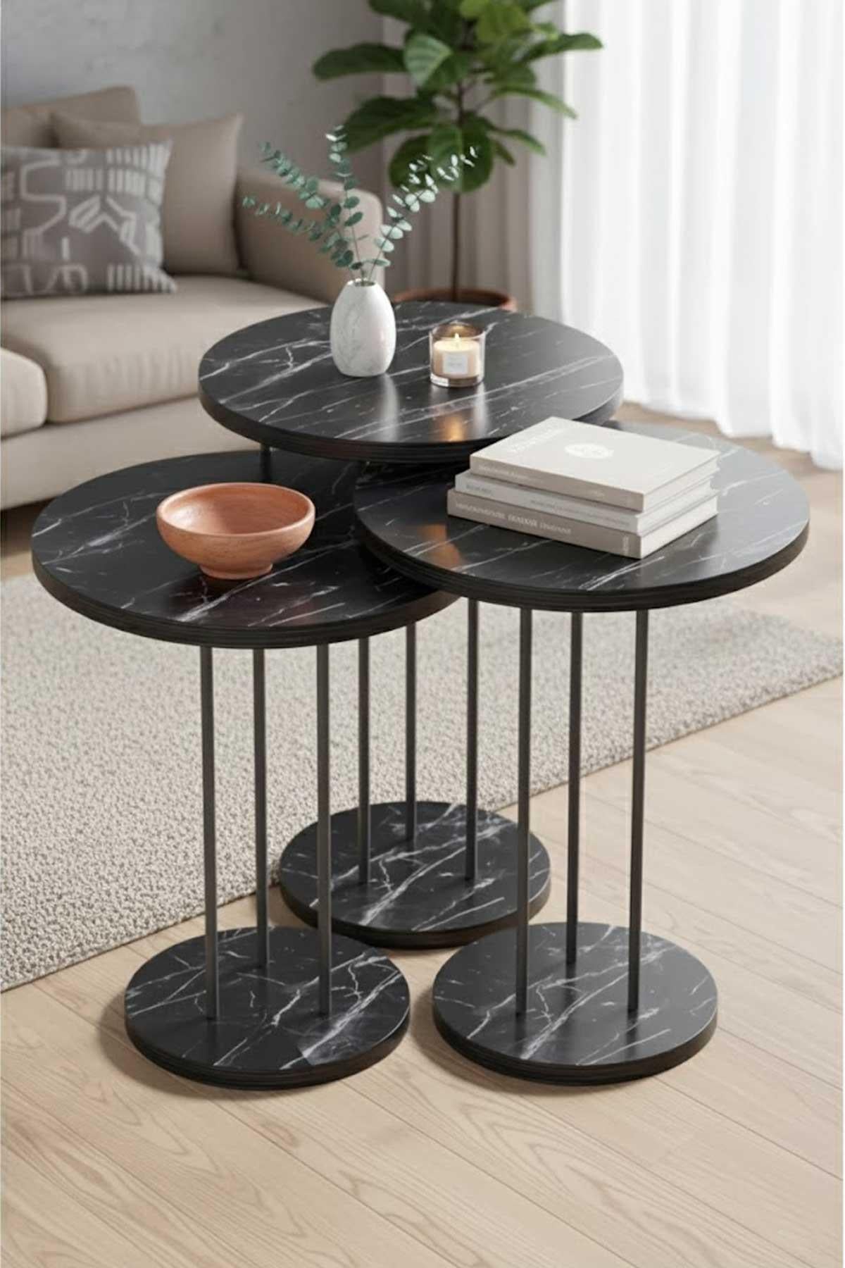 Reyo Falez Siyah Terra Zigon Sehpa