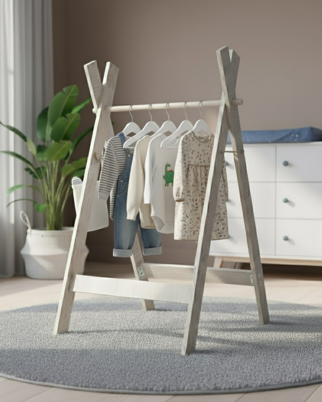 Reyo Doğal Çocuk Elbise Askılığı