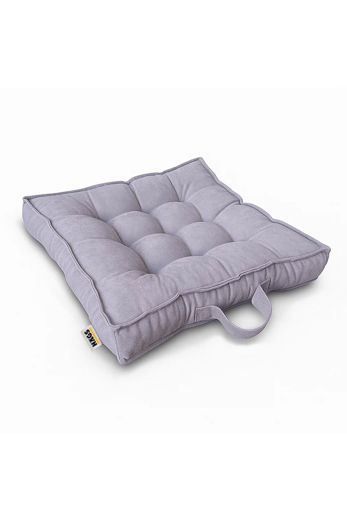 Haegs Sandalye Minderi, Çift Kenarlı, Taşıma Kulplu, Punterez Puntolu Elyaf Dolgulu Mutfak Yemek Sandalyeleri için Kare Oturma Minderi, Ofis Masası için Yumuşak Konforlu Minder 42x42x6 cm - Gri