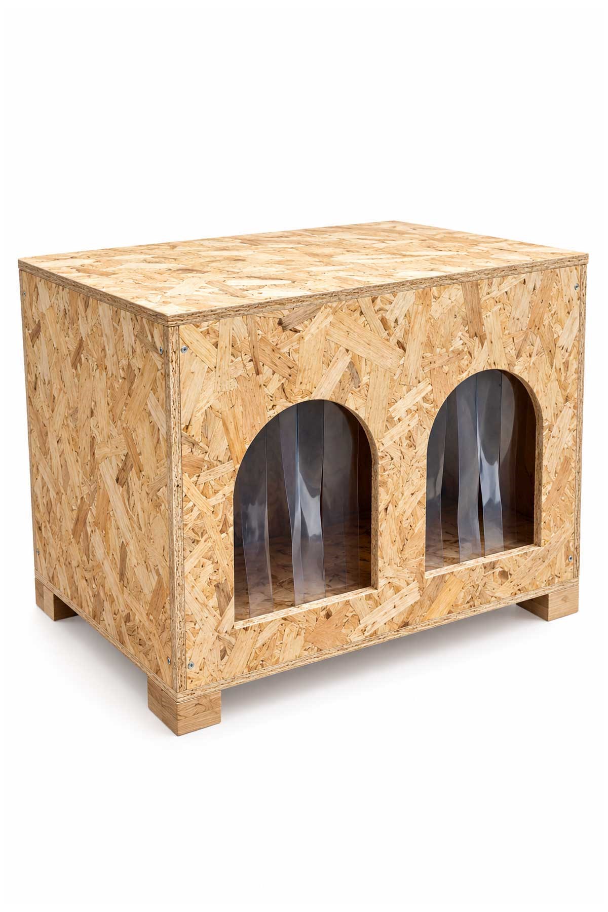 Melada Kedi Evi Dış Ortam Uygun Ahşap Kedi Evi Double OSB 61x41x36 cm Bölmeli MLD0CAT50