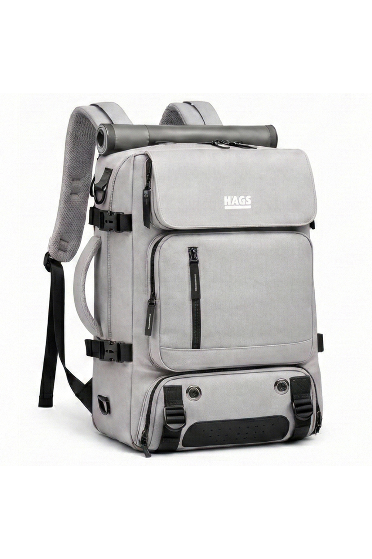 Haegs Seyahat Sırt Çantası, 3in1 Dönüştürülebilir, El Bavulu, Kadınlar ve Erkekler için Uçak Onaylı Ayakkabı Bölmeli, Multi Cepli Organizer Sırt ve El Çantası, Gri
