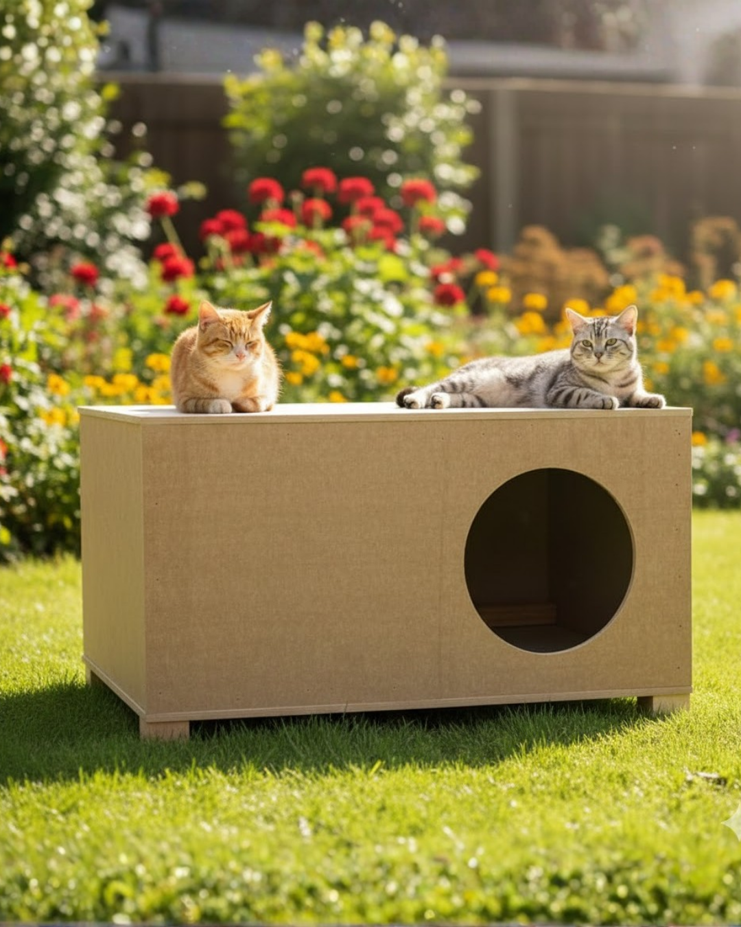 Melada Kedi Evi Dış Ortam Uygun Ahşap Kedi Evi 57x40x28 cm MLD0CAT07