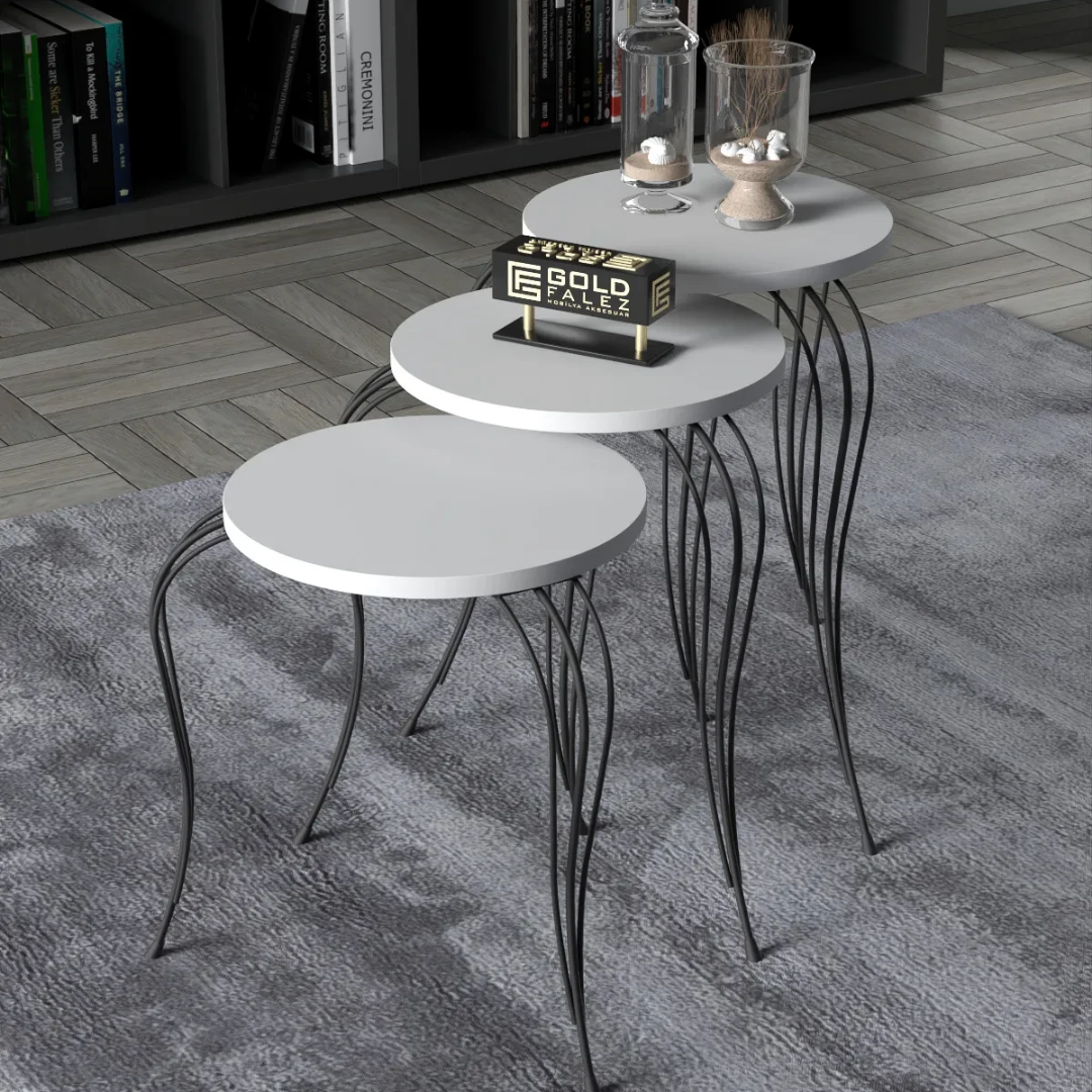 Gold Falez Zigon Sehpa Lükens Beyaz