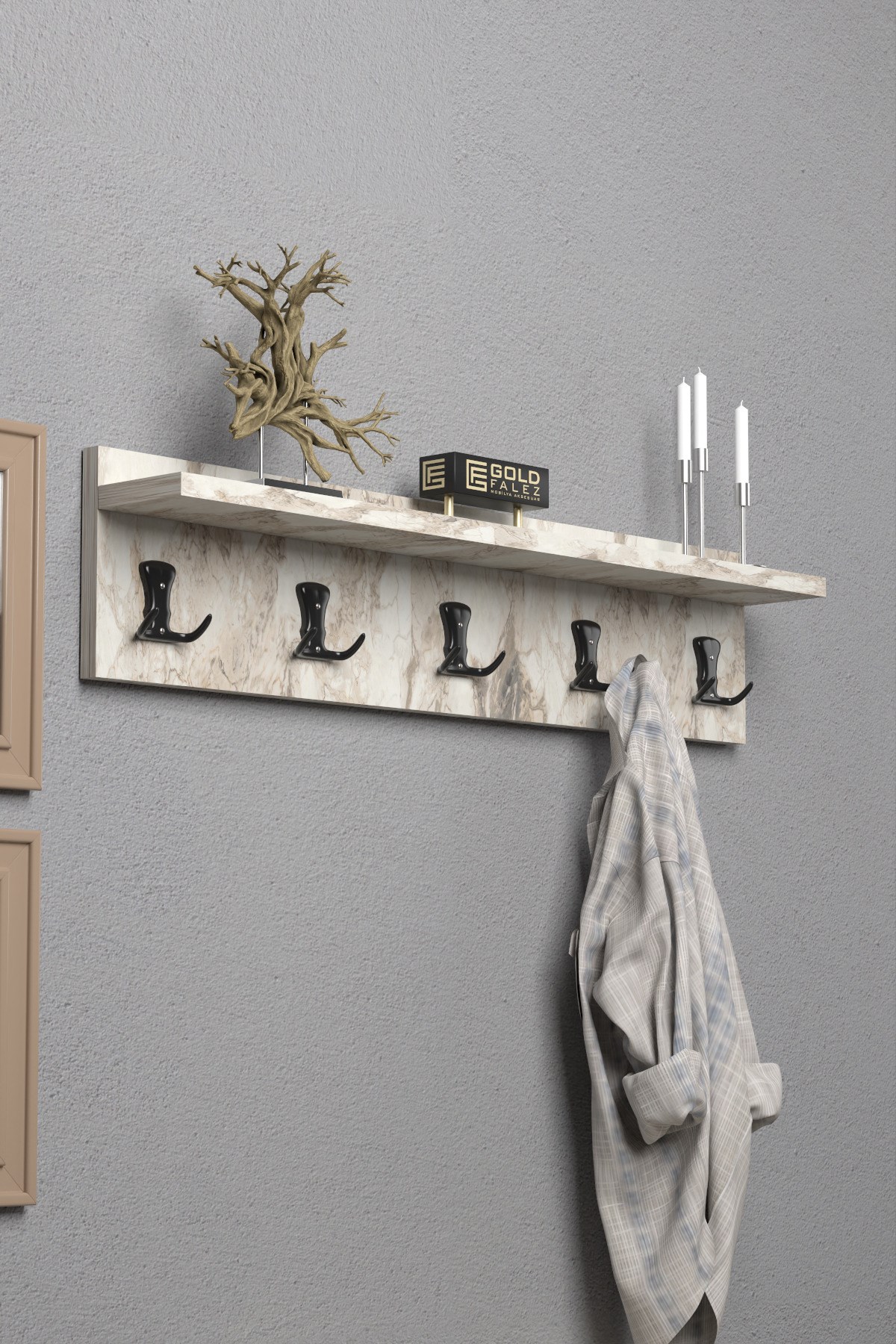 Reyo Falez Askılık Duvar Elbise Askılığı Portmanto 80 Cm Efes