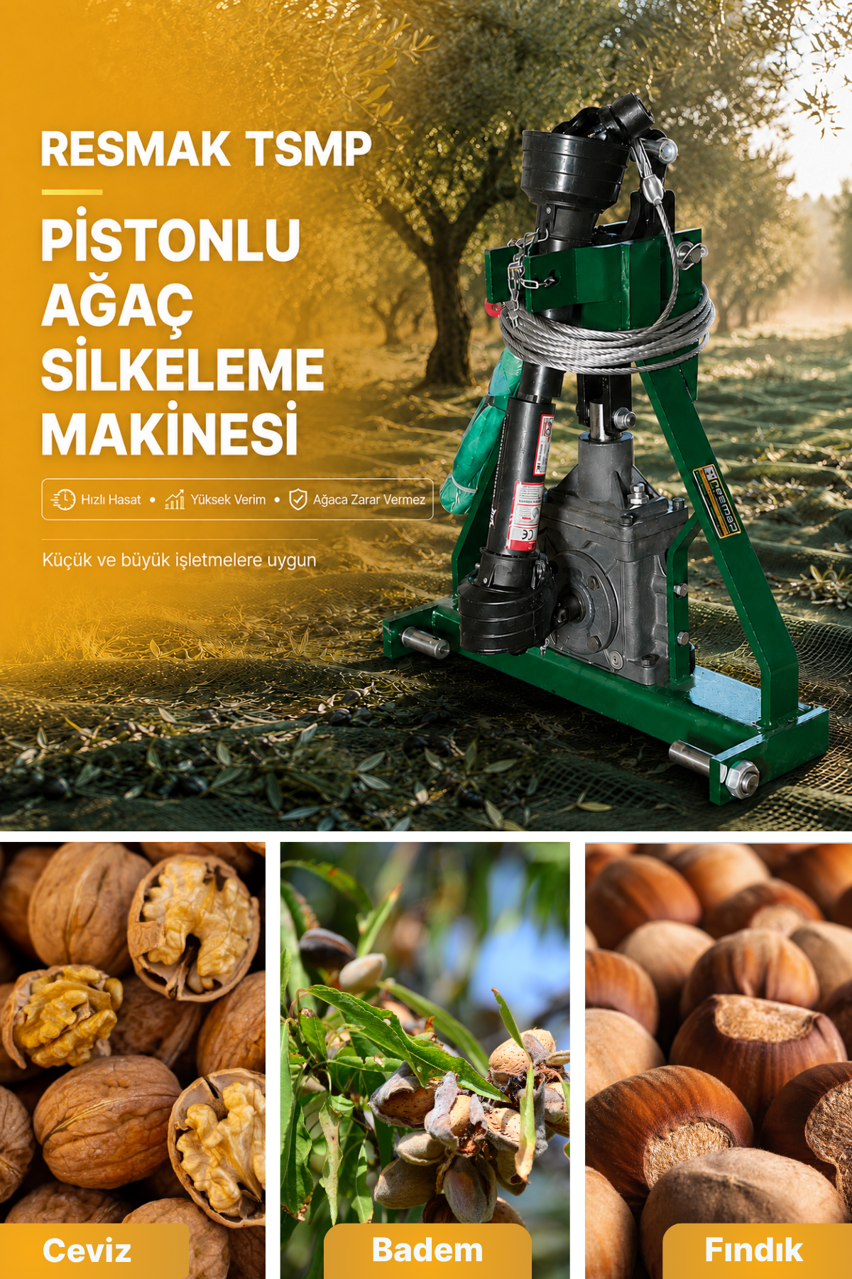 Resmak TSMP Pistonlu Ağaç Silkeleme Makinesi