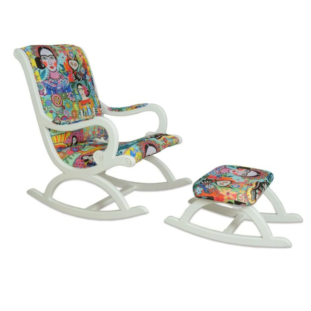 Asedia Rustik Lake Frida Desenli Sallanan Sandalye