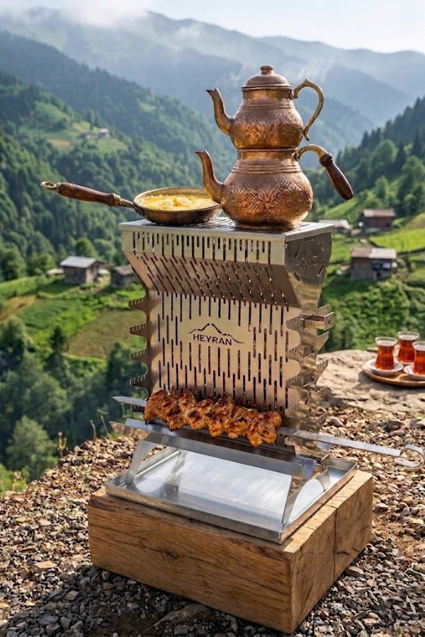 Heyran Orta Boy 10 Şiş Kapasiteli Yeni Nesil Dik Mangal, Izgara