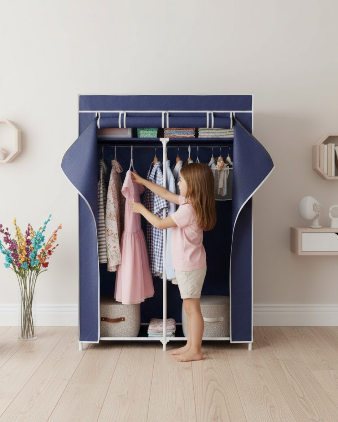 Prado Basic Çelik Profilli Bez Dolap - Lacivert