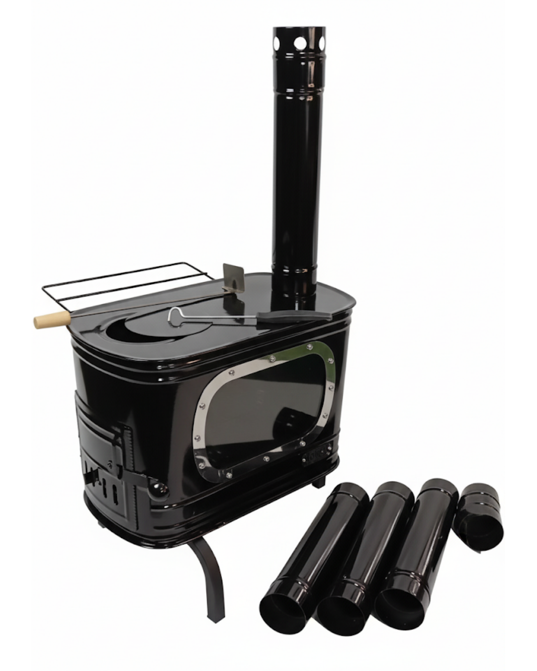 Genco GK04 Fırınsız Camlı Kamp Sobası Taşınabilir Çadır Şöminesi