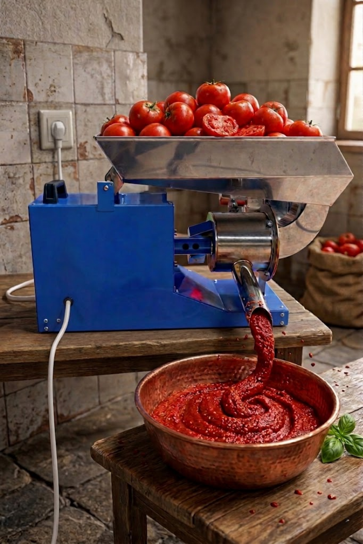 OGT BT-712MA 700 Kg/Saat Kapasiteli 3 HP Mavi Ayaksız Profesyonel Salça Makinesi