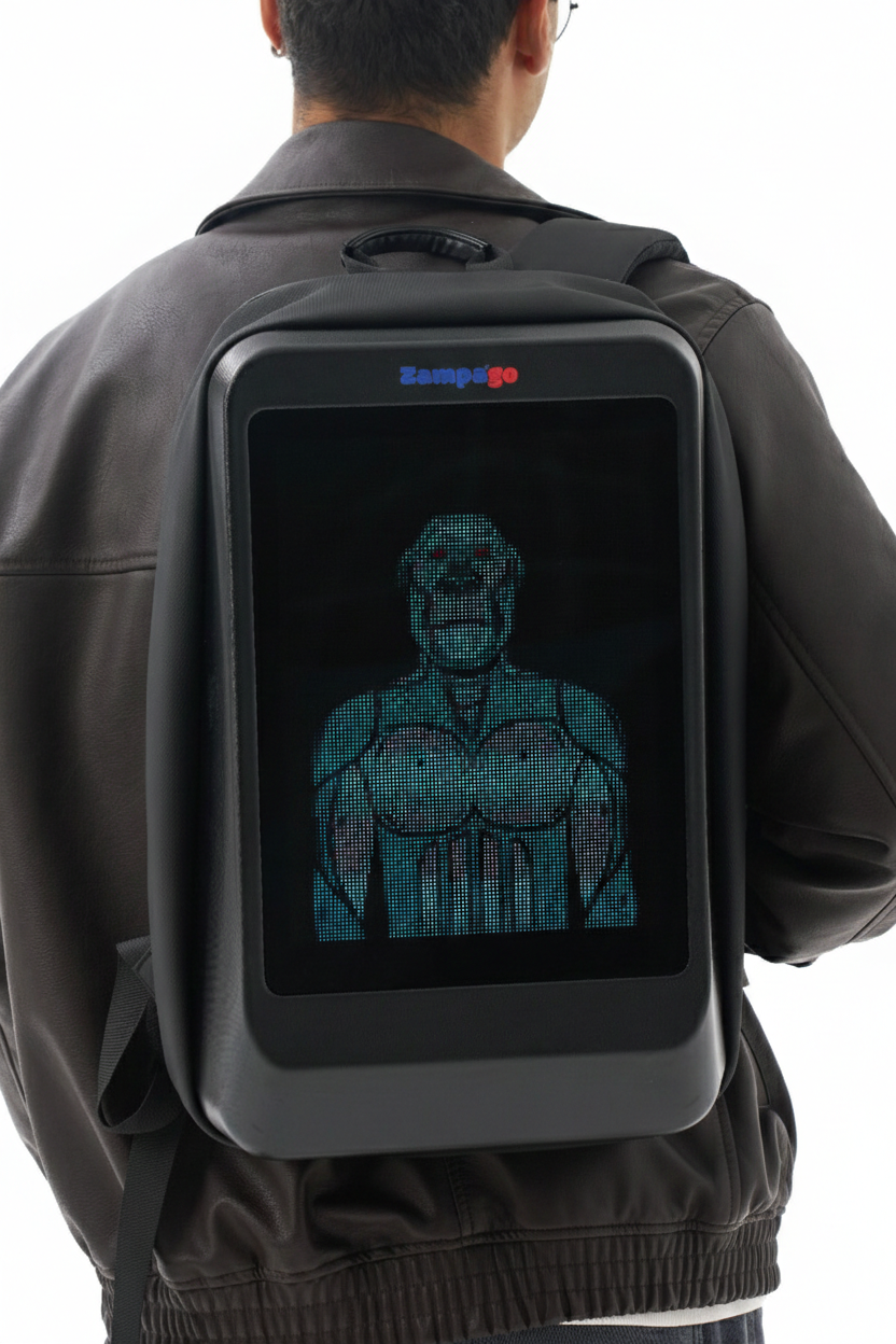 Zampago Glow Led Ekranlı Sırt Çantası Siyah