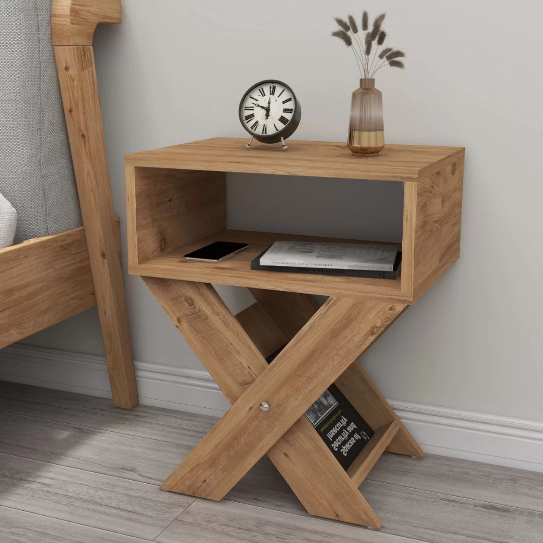 Enda Home X Ayaklı Dergilikli Komodin Kahve Sehpası Atlantik Çam