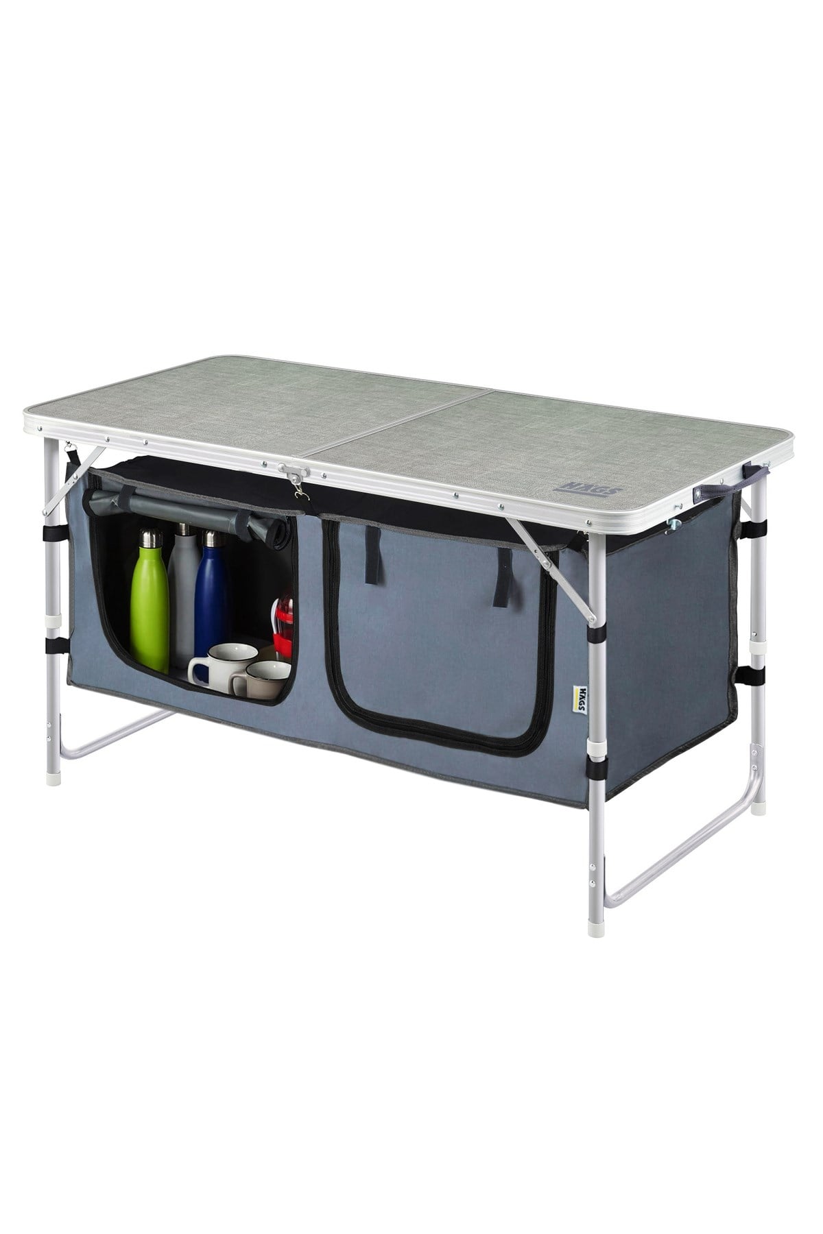 Haegs Saklama Dolaplı Kamp Masası, Outdoor Kamp Mutfağı, Kamp Dolabı, Katlanabilir Kamp Piknik Masası, Seyahat Mutfağı, Mutfak Dolabı, Depolama bölmeli, Dış Mekan Mutfağı 120x60cm- Kumaş Desenli