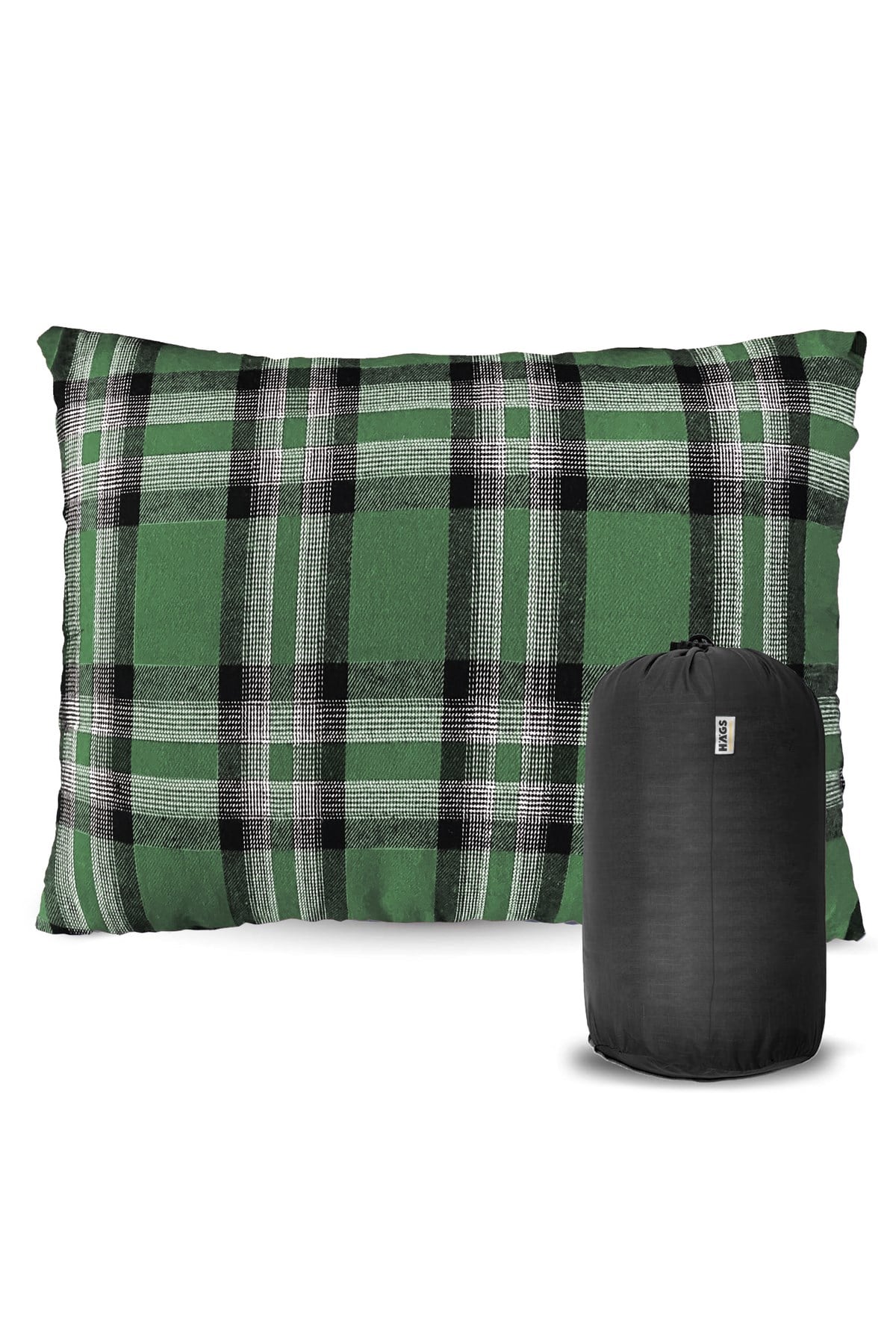 Haegs Kamp Yastığı, Seyahat Yastığı, Silikon Elyaf Dolgulu Hafif Küçük Yastık, Orta Sertlikte, Nefes Alabilir Kılıf, Kamp, Uçak ve Araba İçin İdeal 30x45cm Flanel Yeşil