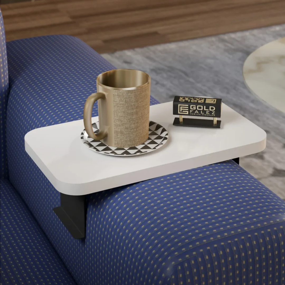 Gold Falez Dekoratif Yan Sehpa Dikdörtgen Beyaz