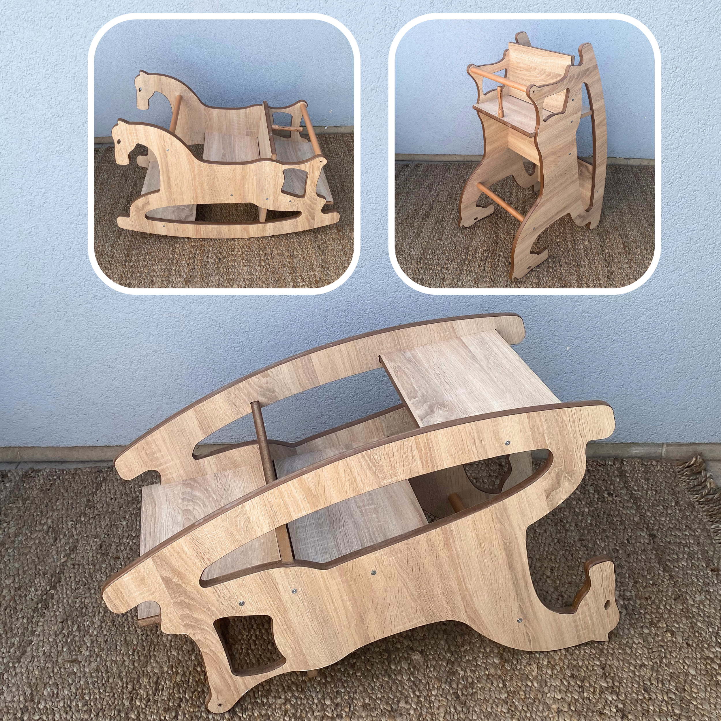 Reyo 3in1 Montessori Sallanan At, Mama Sandalyesi, Aktivite Masası