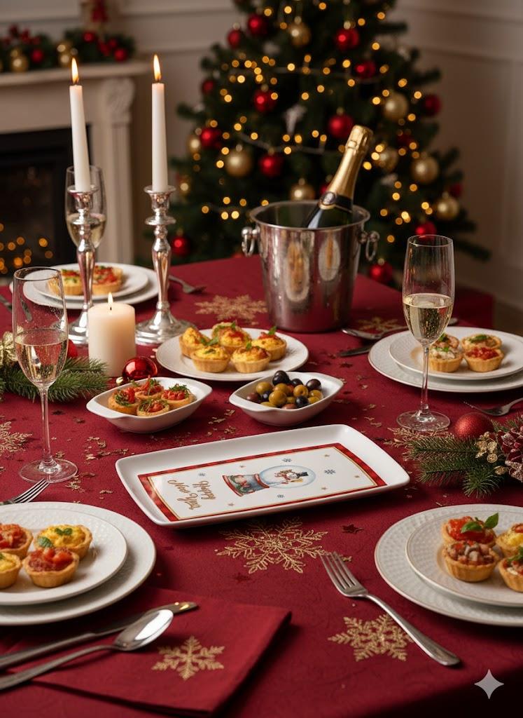 The Mia Globe Yılbaşı Temalı Dikdörtgen Servis Tabağı 34 x 25 cm