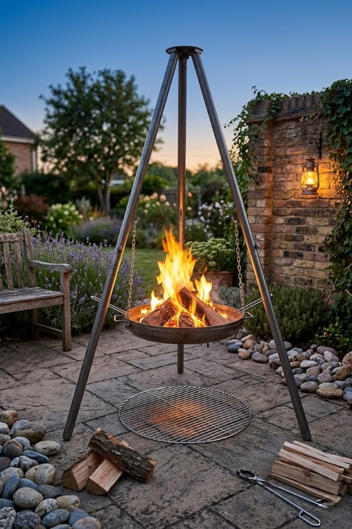 Opia Eskimo 60 cm 3 Ayaklı Askılı Ateş Çukuru ve Bahçe Şöminesi