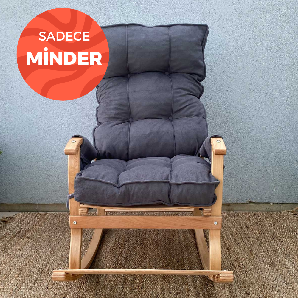 Reyo Home Sallanan Sandalye Minderi Kapitone Çift Cepli Füme