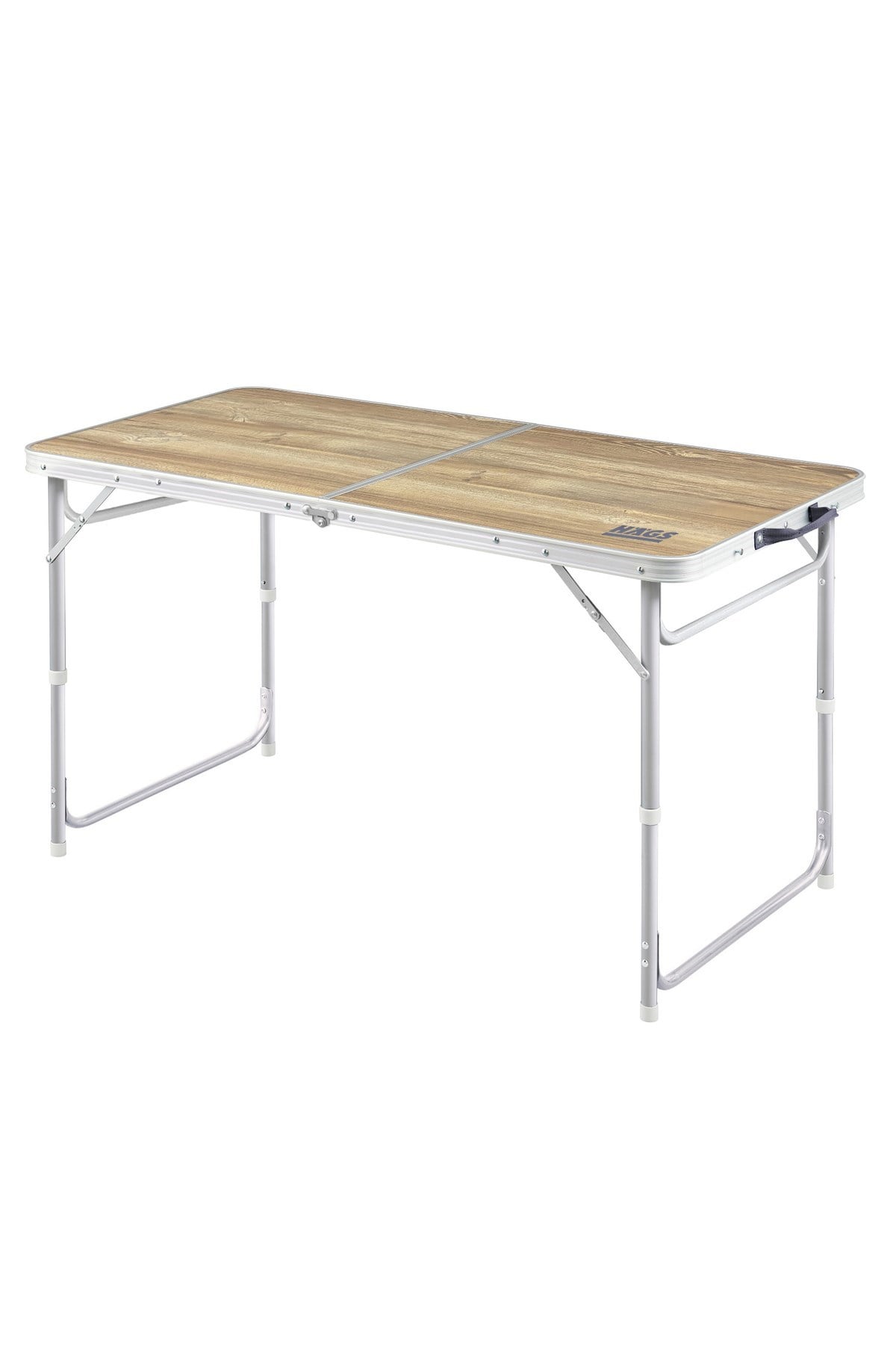 Haegs Portatif Kamp Masası, 3 Yükseklik Ayarlı, Katlanır Piknik Masası, Kolay Taşınabilir Alüminyum Masa - 120x60 - Naturel Meşe