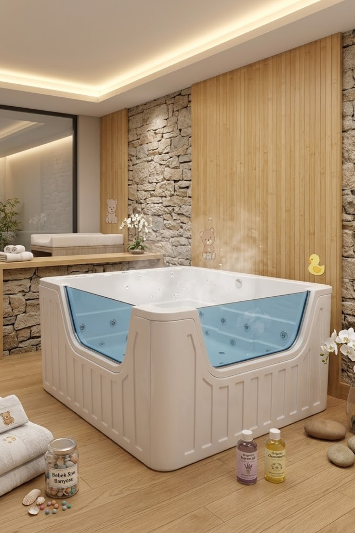 Kuntbay 195 x 195 H 105 Camlı Bebek Spa Jakuzi