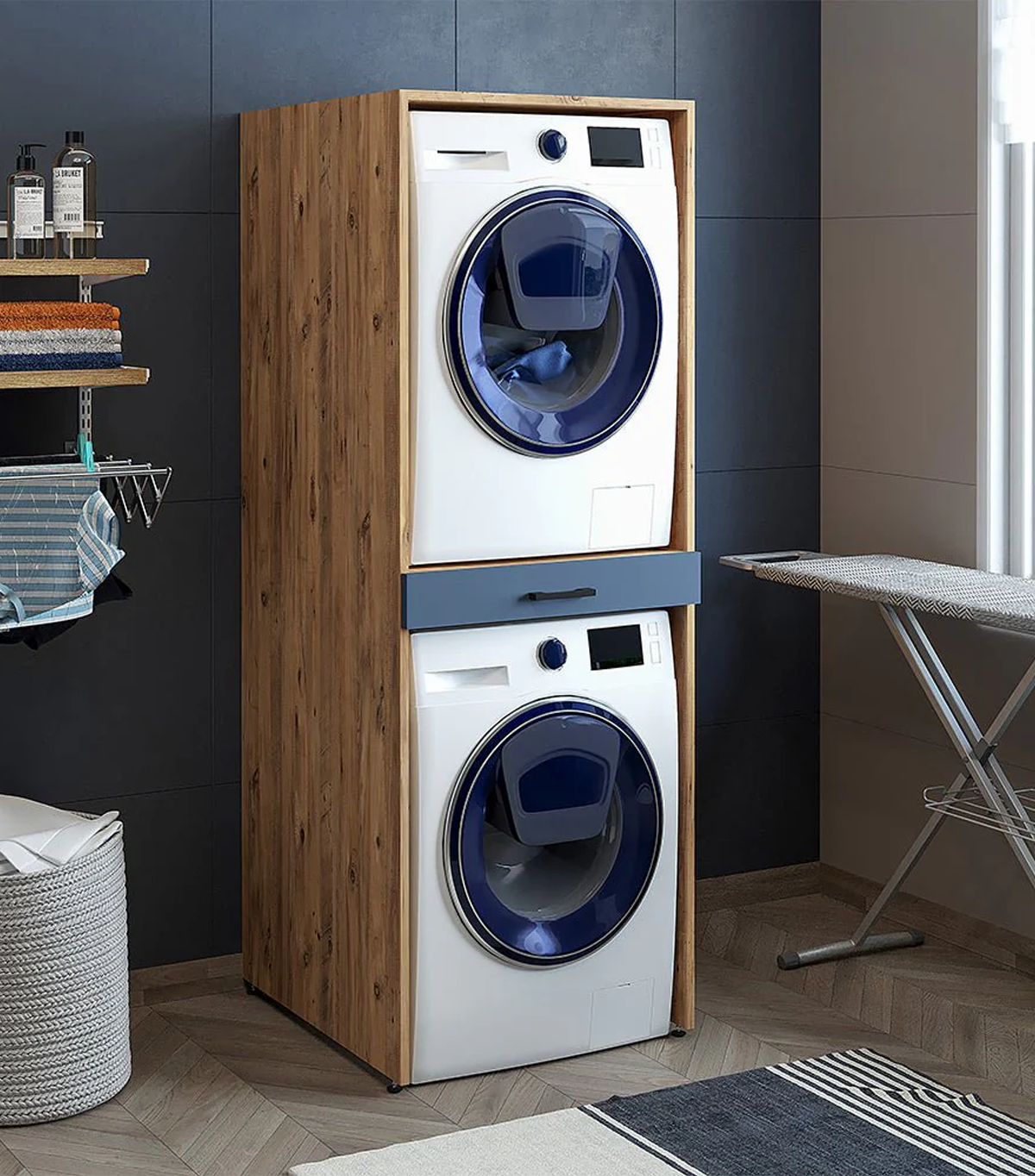 Roomart Çamaşır ve Kurutma Makinesi Dolabı Atlantik Çam - Antrasit