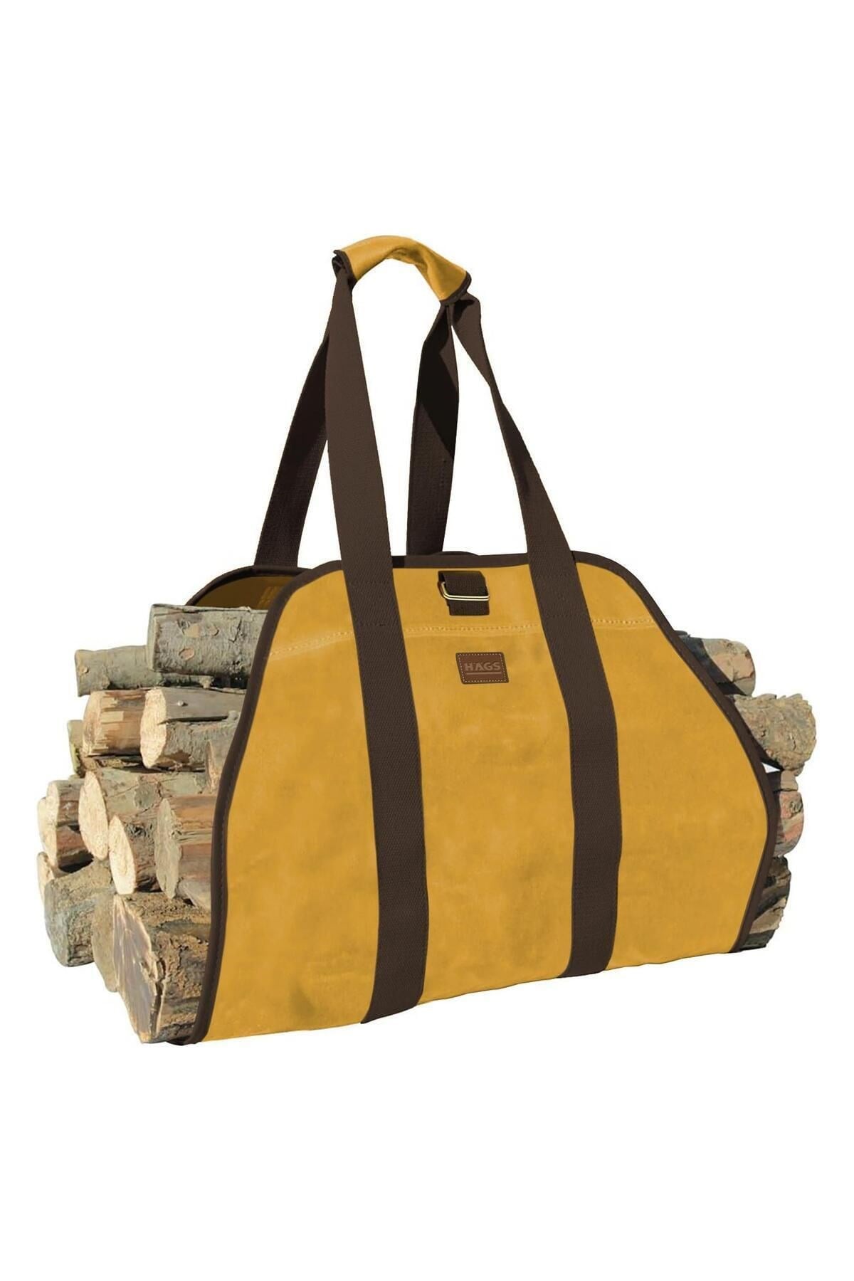 Haegs Ağır Hizmet Çantası, Waxed Kanvas, Şömine Odun Çantası, Yakacak Kütük Taşıma Depolama Çantası, Şömine Odun Sobası Aksesuarları - Amber Sarısı