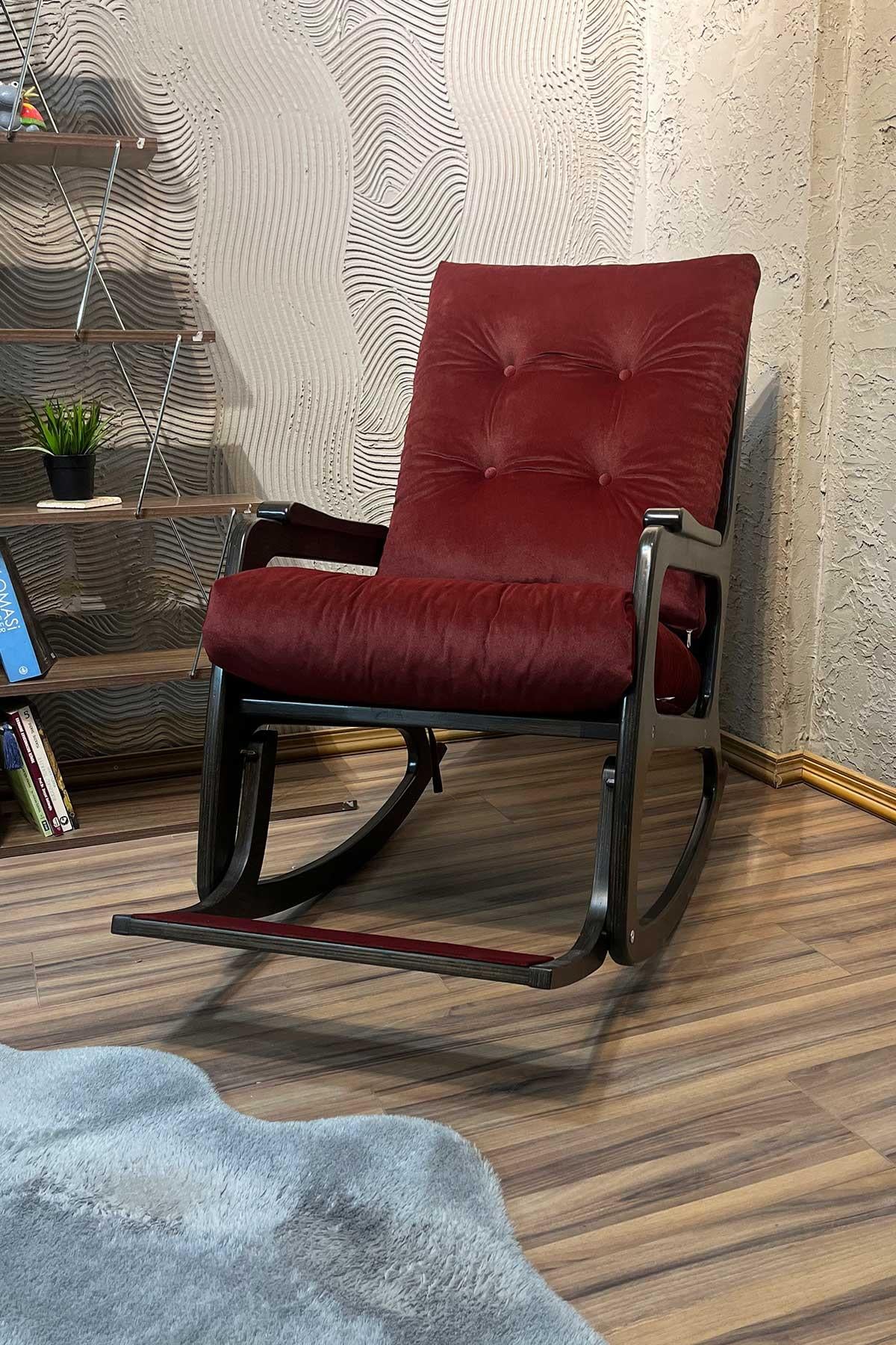 Asedia Kontes Lake Siyah Bordo Dolgu Minderli Sallanan Sandalye Dinlenme Koltuğu Baba Koltuğu