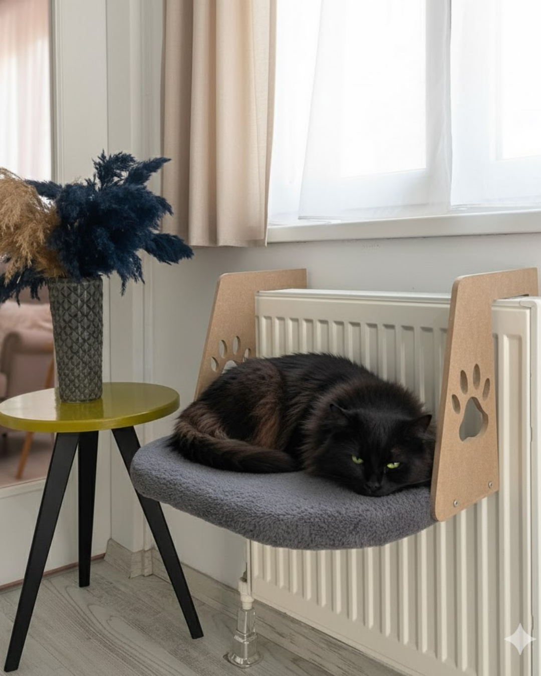 Reyo Pet Kalorifer Petek Radyatöre Asılabilen Kedi Köpek Yatağı Peluş Antrasit