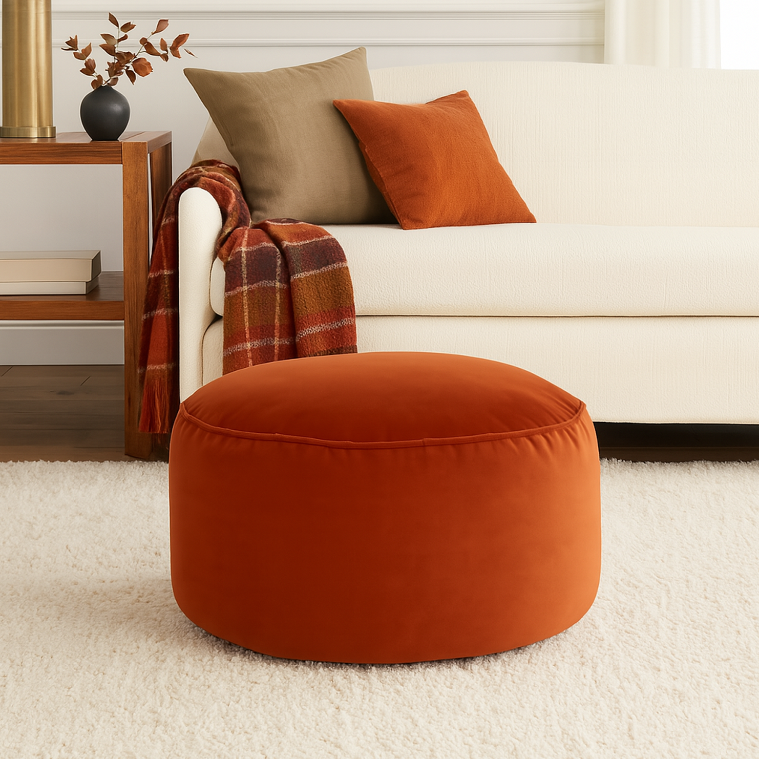 Rengev Rantos Yuvarlak Puf Turuncu