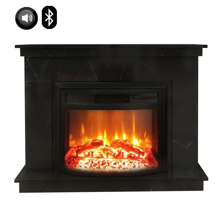 Dlc Ceningan 1800 Watt Mermer Desen Bluetooth ve Ses Efektli Dekoratif Elektrikli Şömine