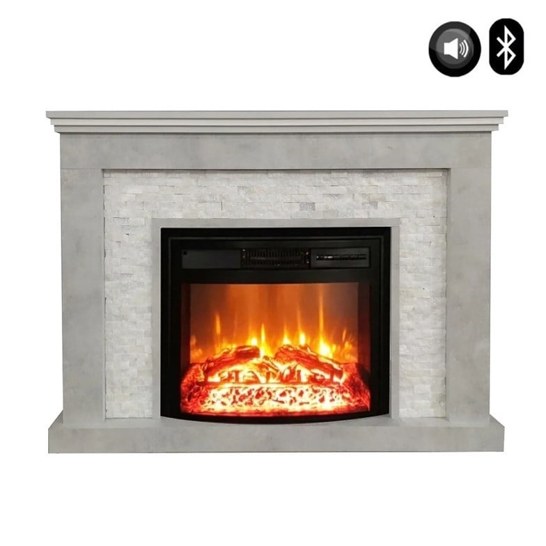 Dlc Retro Beyaz 1800 Watt Bluetooth ve Ses Efektli Dekoratif Elektrikli Şömine