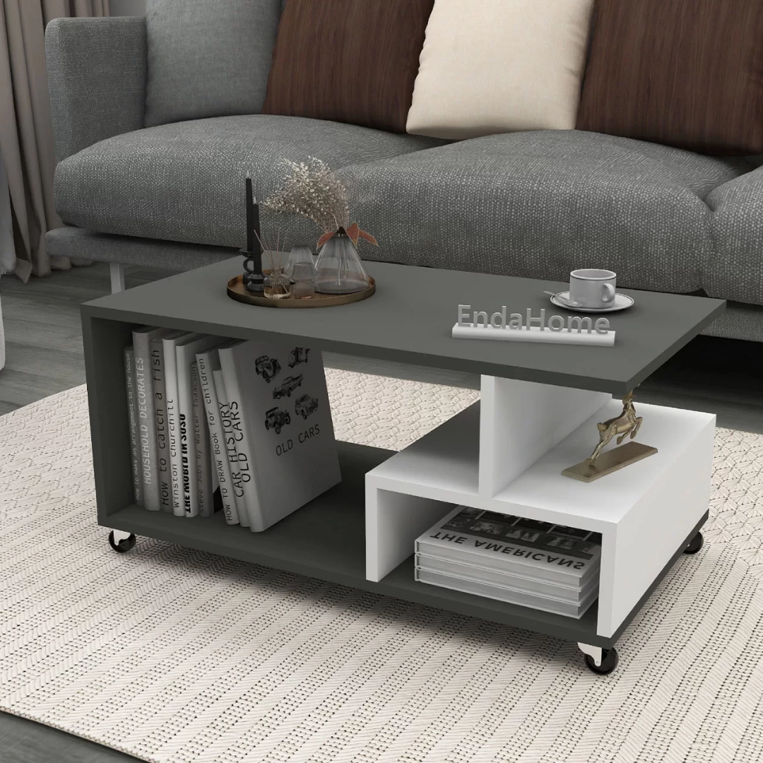 Enda Home Sultan Tekerli Orta Sehpa 86,5x50 cm Antrasit