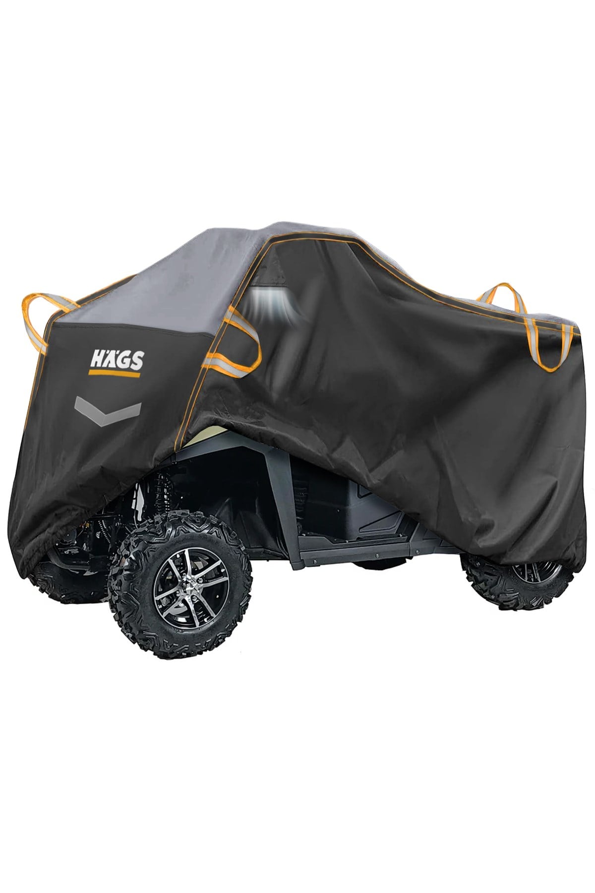 Haegs UTV Brandası, UTV Koruma Kılıfı, Örtüsü, Ağır Hizmet Tipi, Su Geçirmez, 4 Mevsim Koruma, Çift Sıra Koltuklu 4-6 Kişilik UTV için (L-390-175-190cm) Siyah - Gri