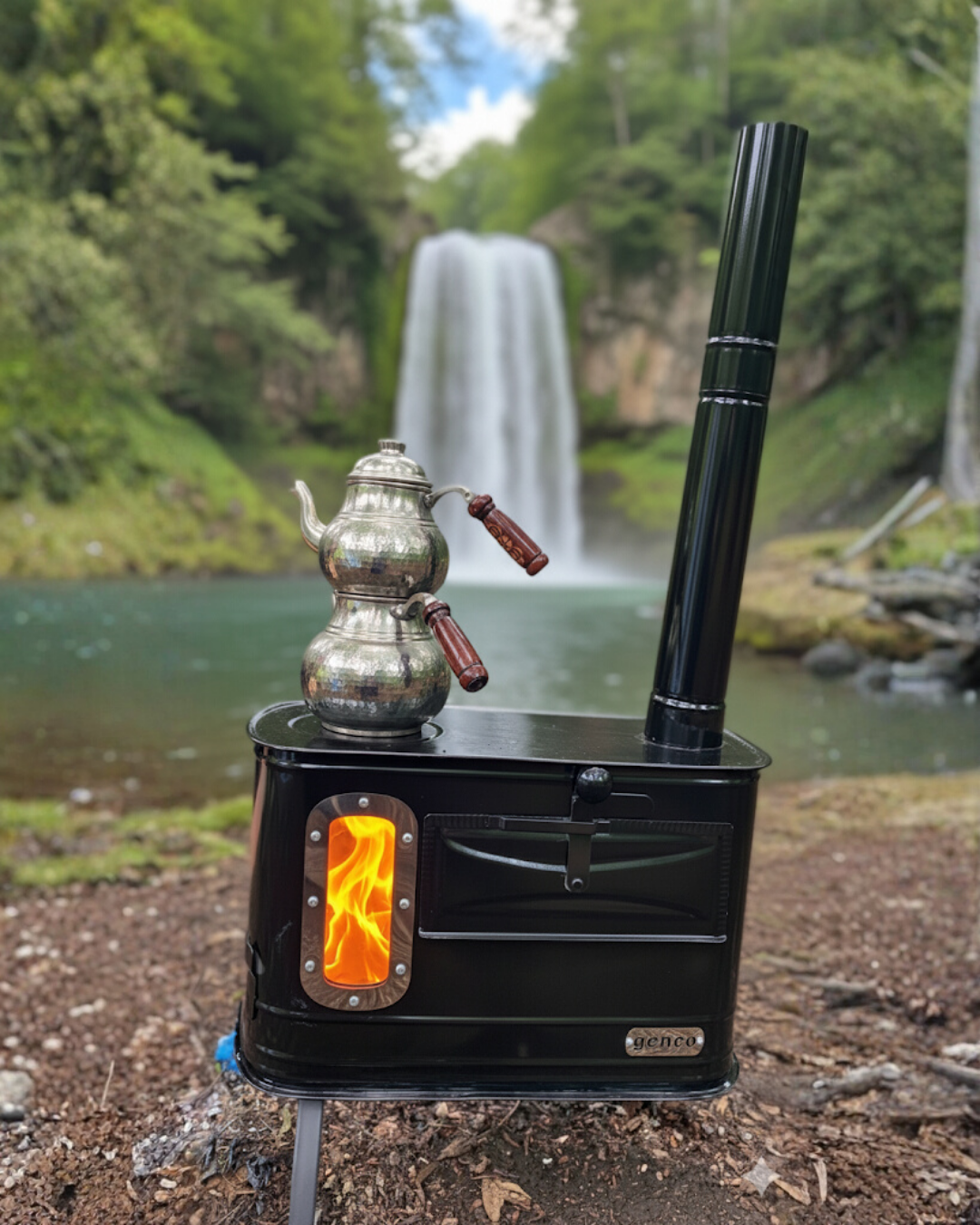 Genco GK02 Şömineli Fırınlı Kamp Sobası Taşınabilir Çadır Sobası