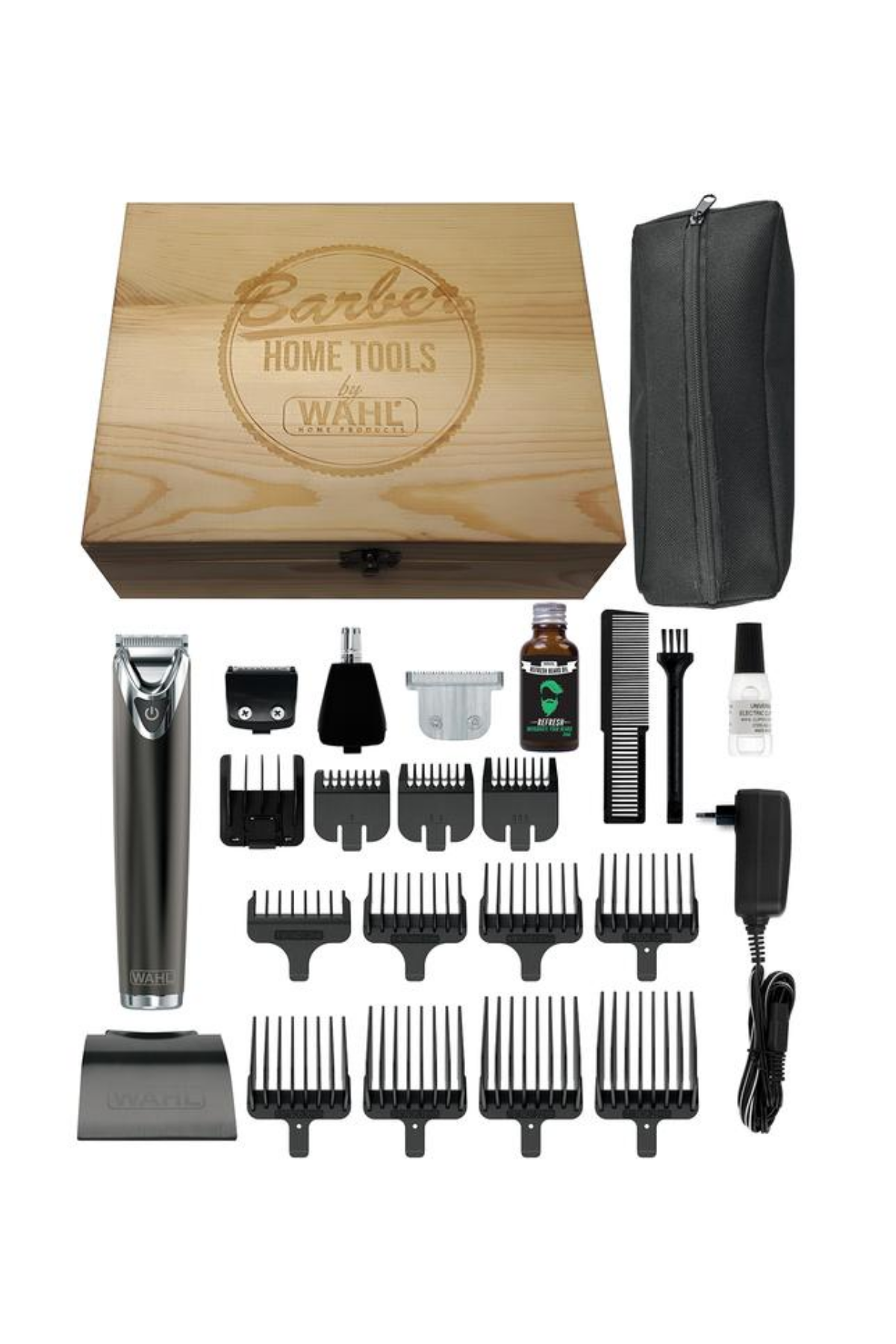 Wahl 9864-0415 Paslanmaz Çelik Lithium-Ion Şarjlı Özel Ahşap Kutulu Traş Makinesi 