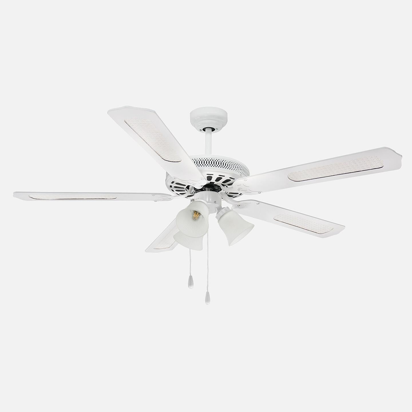 Dlc Karayel 132cm Bakır Motor 3 Lambalı Tavan Vantilatörü Beyaz