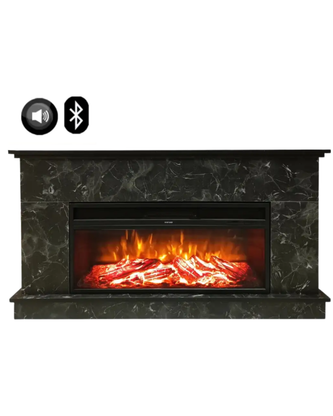 Dlc 1175MS Siyah Mermer Desen 1800 Watt Bluetooth ve Ses Efektli Dekoratif Elektrikli Şömine