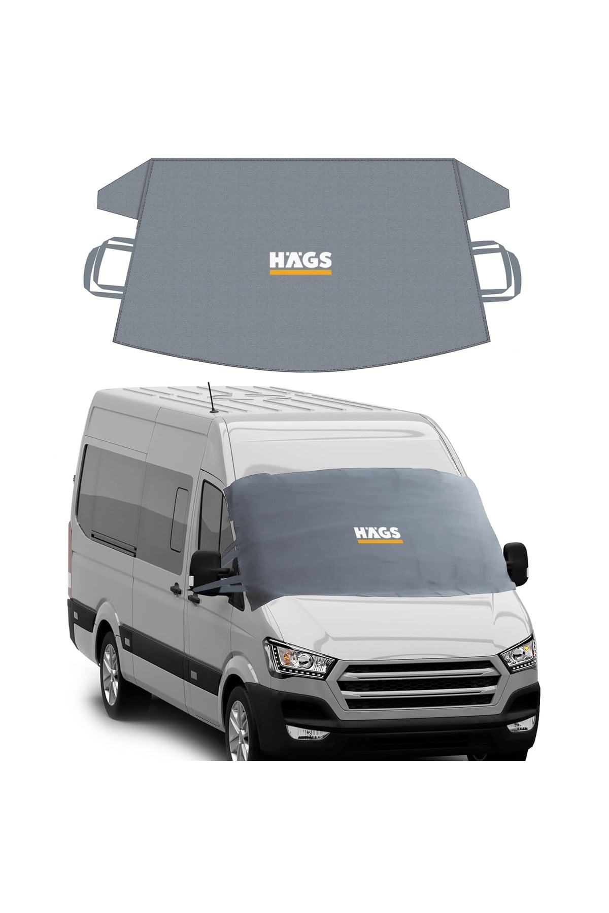 Haegs Buz ve Kar Önleyici Araç Ön Cam Örtüsü Brandası | Ağır Hizmet Tipi 600D Oxford Kumaş | Arabalar, SUV`lar, Kamyonetler İçin Oto Ön Cam Koruyucu Güneşlik | Don Örtüsü (198x114cm) XXL - Gri