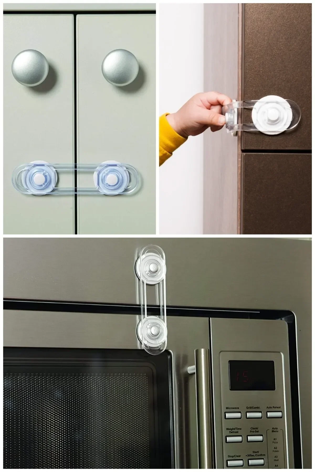 Reyo Şeffaf Çok Amaçlı Dolap Çekmece Beyaz Eşya Bebek Ve Çocuk Güvenlik Kilidi 2 Adet