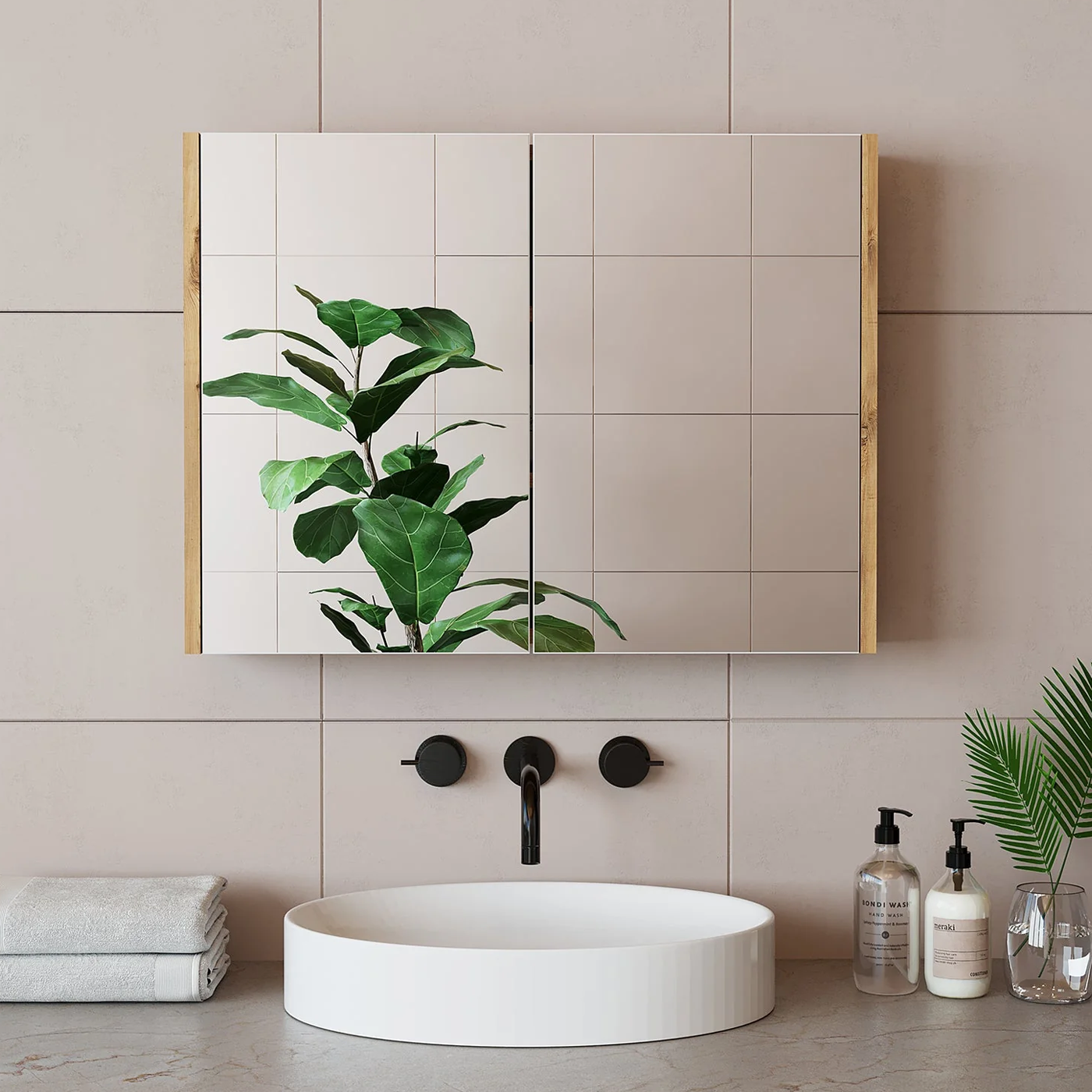 Roomart Ad7 Kulpsuz Tek Kapaklı Ahşap-Mat Beyaz Mdf 80 cm Aynalı Banyo Üst Dolabı