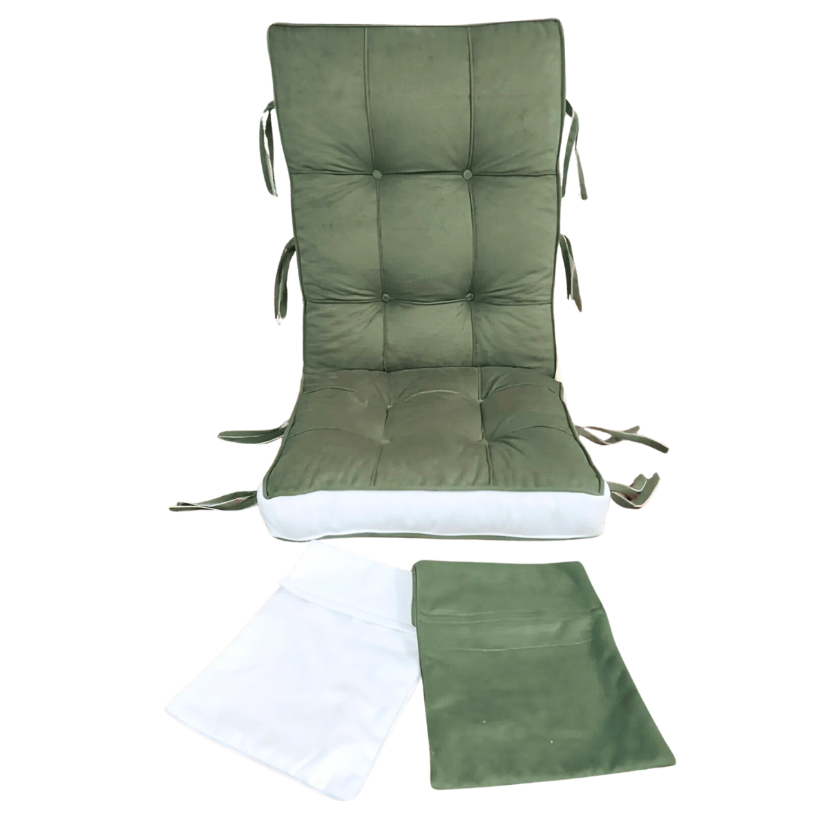 Reyo Home Sallanan Sandalye Minderi Kapitone Çift Cepli Yeşil Krem