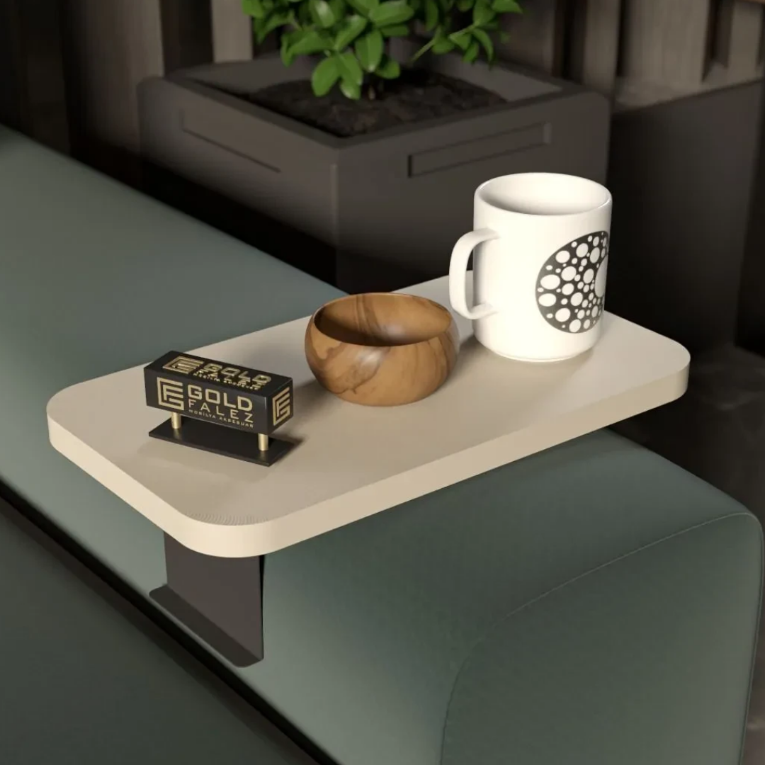 Gold Falez Dekoratif Yan Sehpa Dikdörtgen Krem