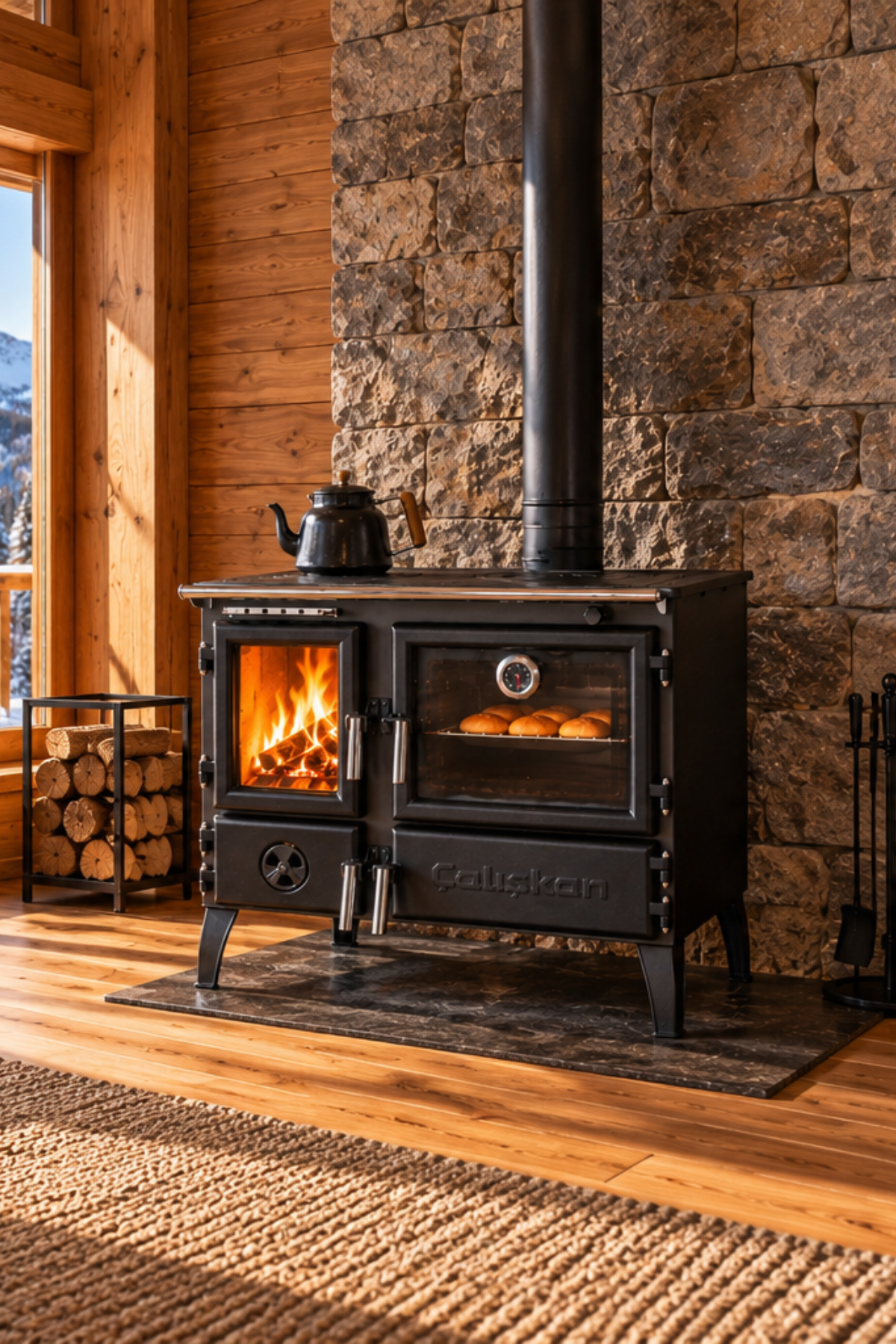 Reyo Stove Rabat Gurme Tuğlalı Fırınlı Şömine Soba EN Sertifikalı