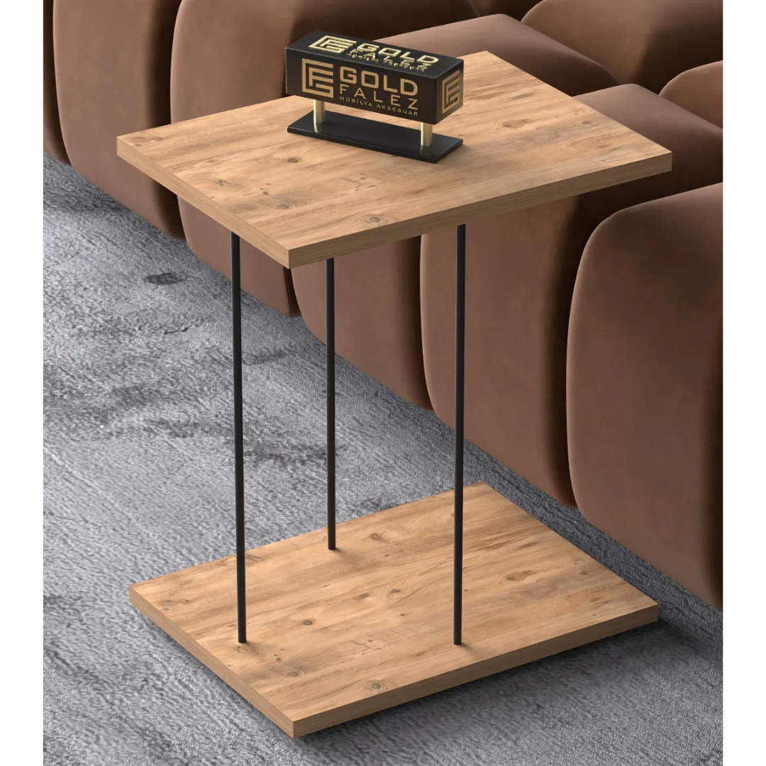 Gold Falez Tekerlekli Yan Sehpa Dikdörtgen Atlantik Çam