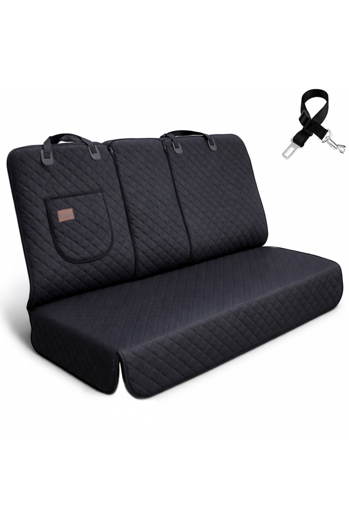 Haegs Araç Arka Koltuk Kılıfı - Evcil Hayvan Oto Köpek Koltuk Koruma Örtüsü, Fermuarlı, Konsol Bölmeli, Kaymaz, Ağır Hizmet Tipi, Su Geçirmez Koltuk Koruyucu Kılıf, Large:145cm - Siyah