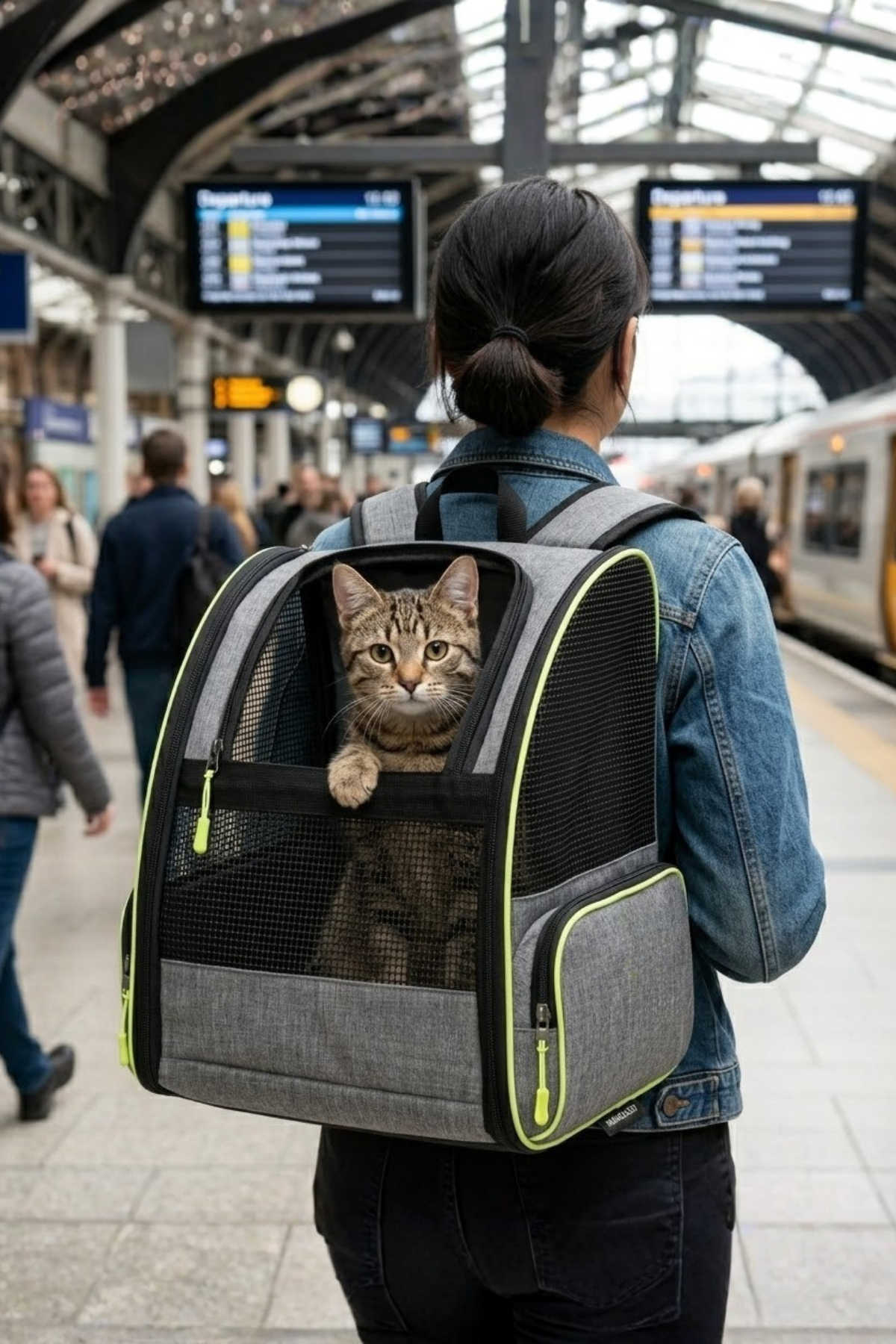 Reyo Brave Paws Plastik Fileli Piramit Model Yıkanabilir Kedi ve Köpek Çantası Gri