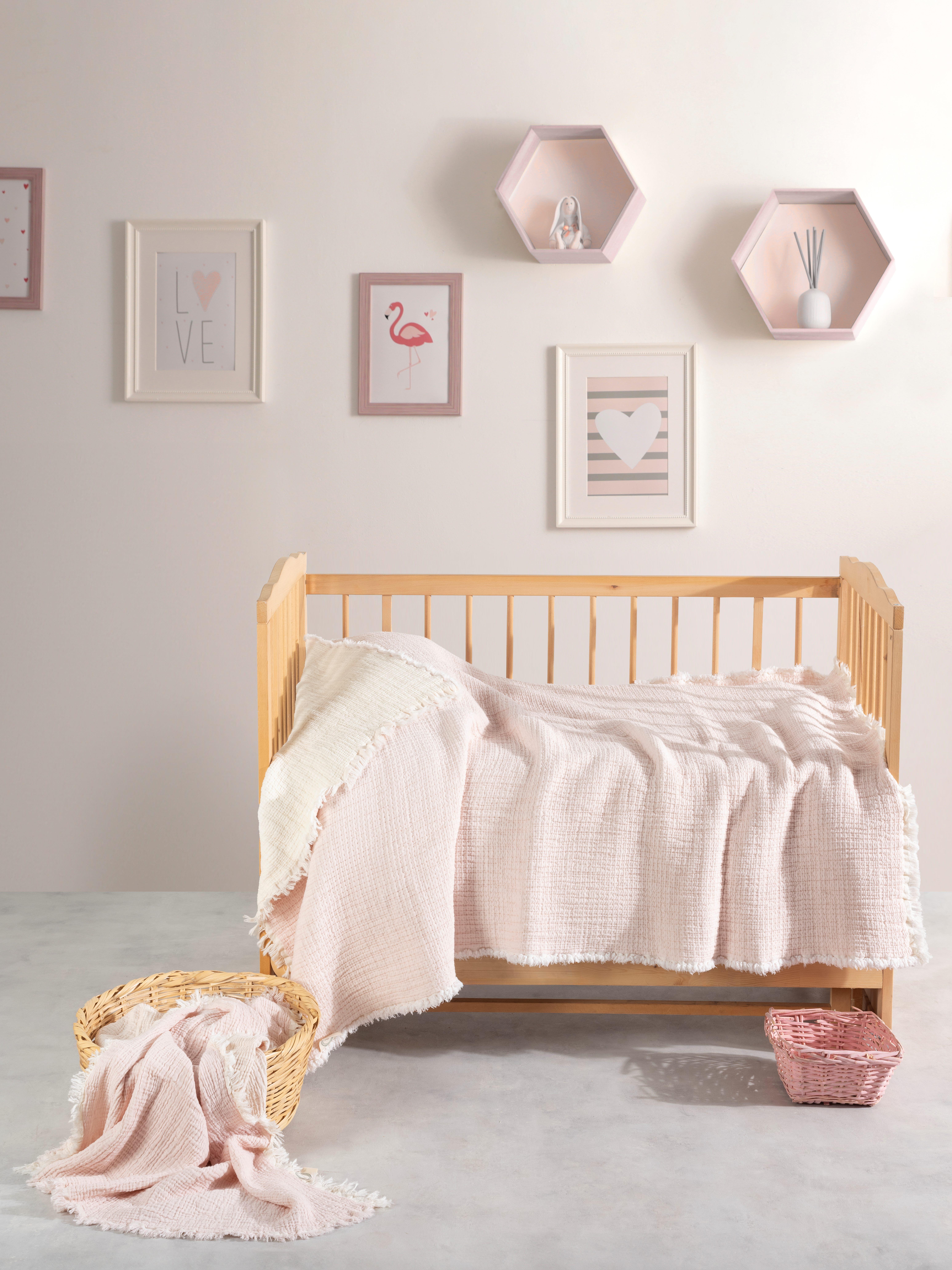 Mylasa Home Müslin Bebek Yorganı 100x150cm Pudra