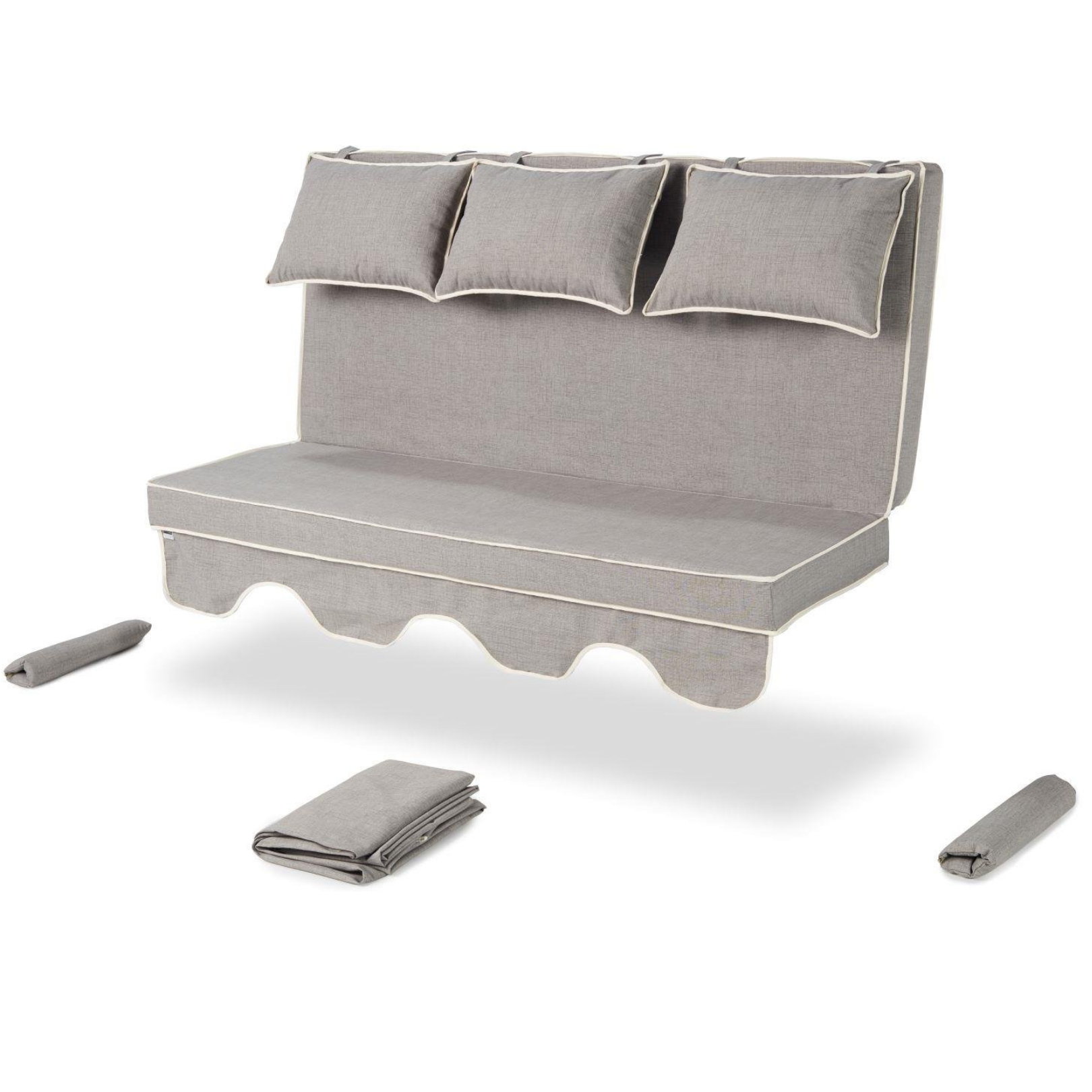 Erinöz Salıncak Minder Kılıf Takımı 3 Kişilik (Süngersiz) - Salvia - Kırçıllı Gri